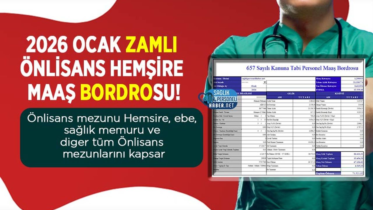 2026 Ocak Önlisans Hemşire Maaş Bordrosu! Ebe, Sağlık Memuru, Laborant Hepsi Dahil