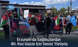 Erzurum'da Sağlıkçılardan 80. Kez Gazze İçin Sessiz Yürüyüş
