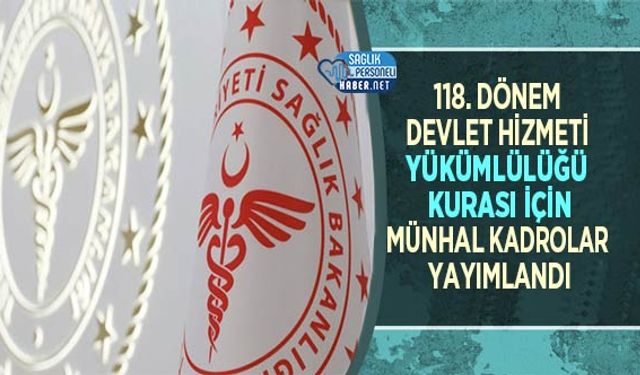 118. Dönem Devlet Hizmeti Yükümlülüğü Kurası için Münhal Kadrolar Yayımlandı