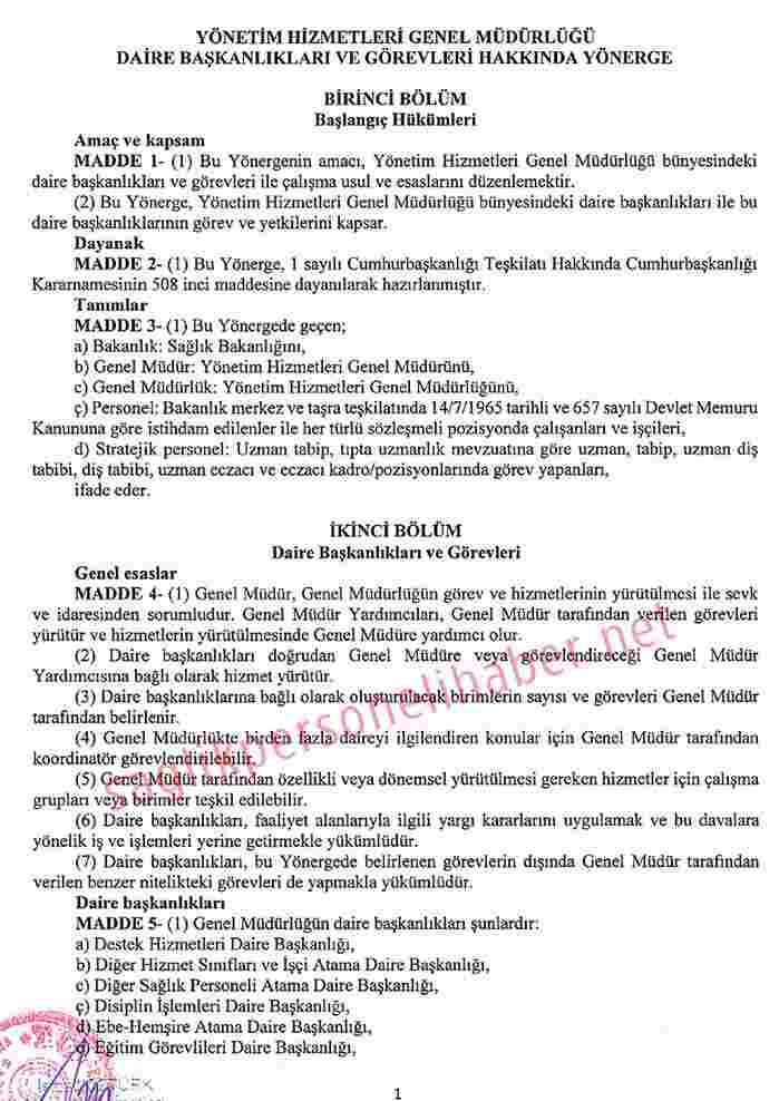 Saglik Bakanligi Daire Başkanliklari 2