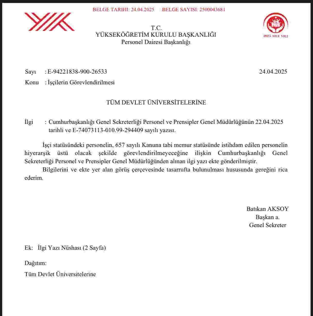 Yok Isci Memur Amiri Olamaz
