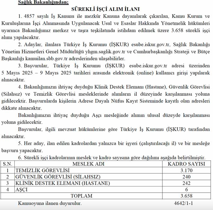 Saglik Bakanligi Surekli Isci Alimi 2