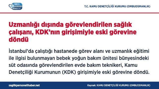 Uzmanligi Disinda Gorevlendirilen Saglik Personeli Eski Gorevine Dondu Bilgi Karti